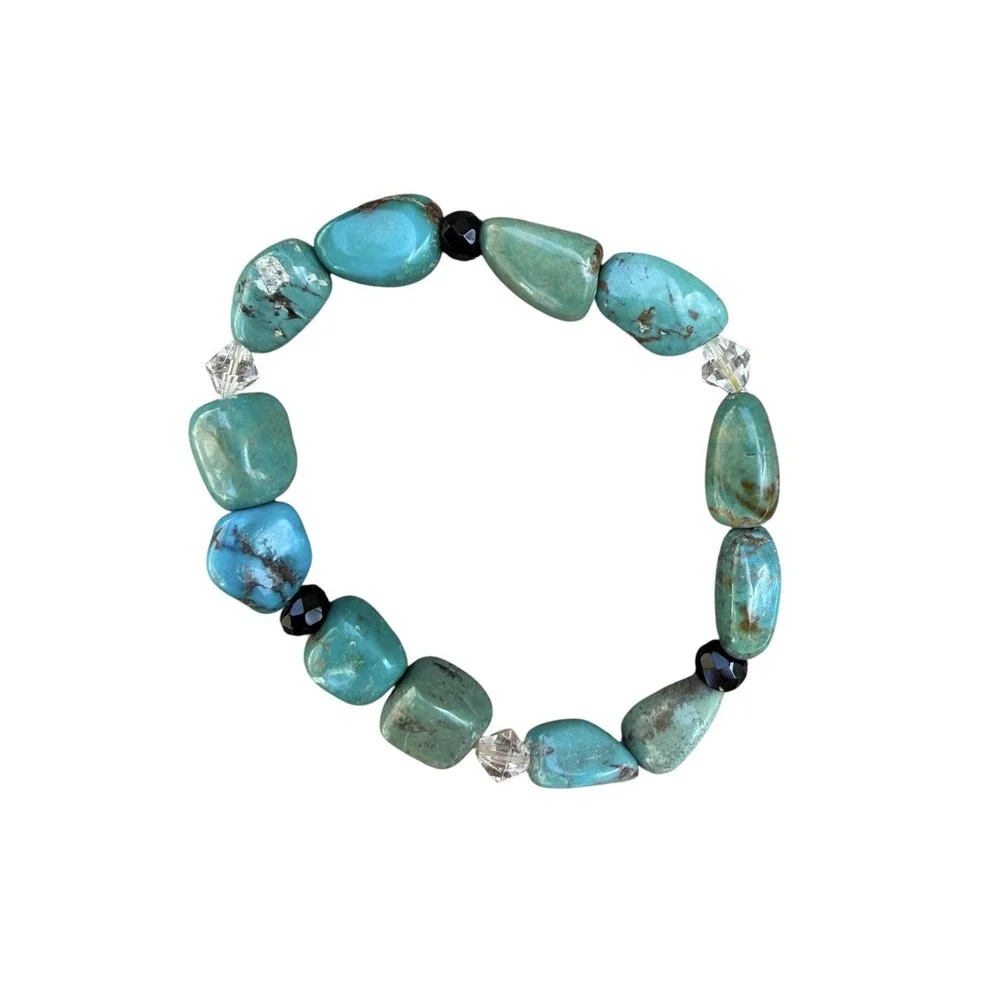 Boho Turquoise Color Jewelry Lot 6 Pc Necklaces Bracelet Bangles Statement